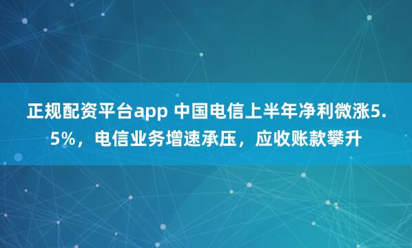 正规配资平台app 中国电信上半年净利微涨5.5%，电信业务增速承压，应收账款攀升