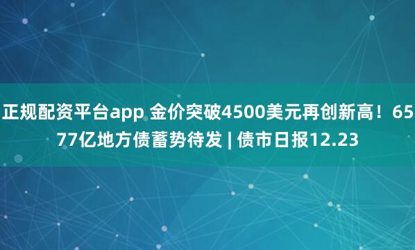 正规配资平台app 金价突破4500美元再创新高！6577亿地方债蓄势待发 | 债市日报12.23
